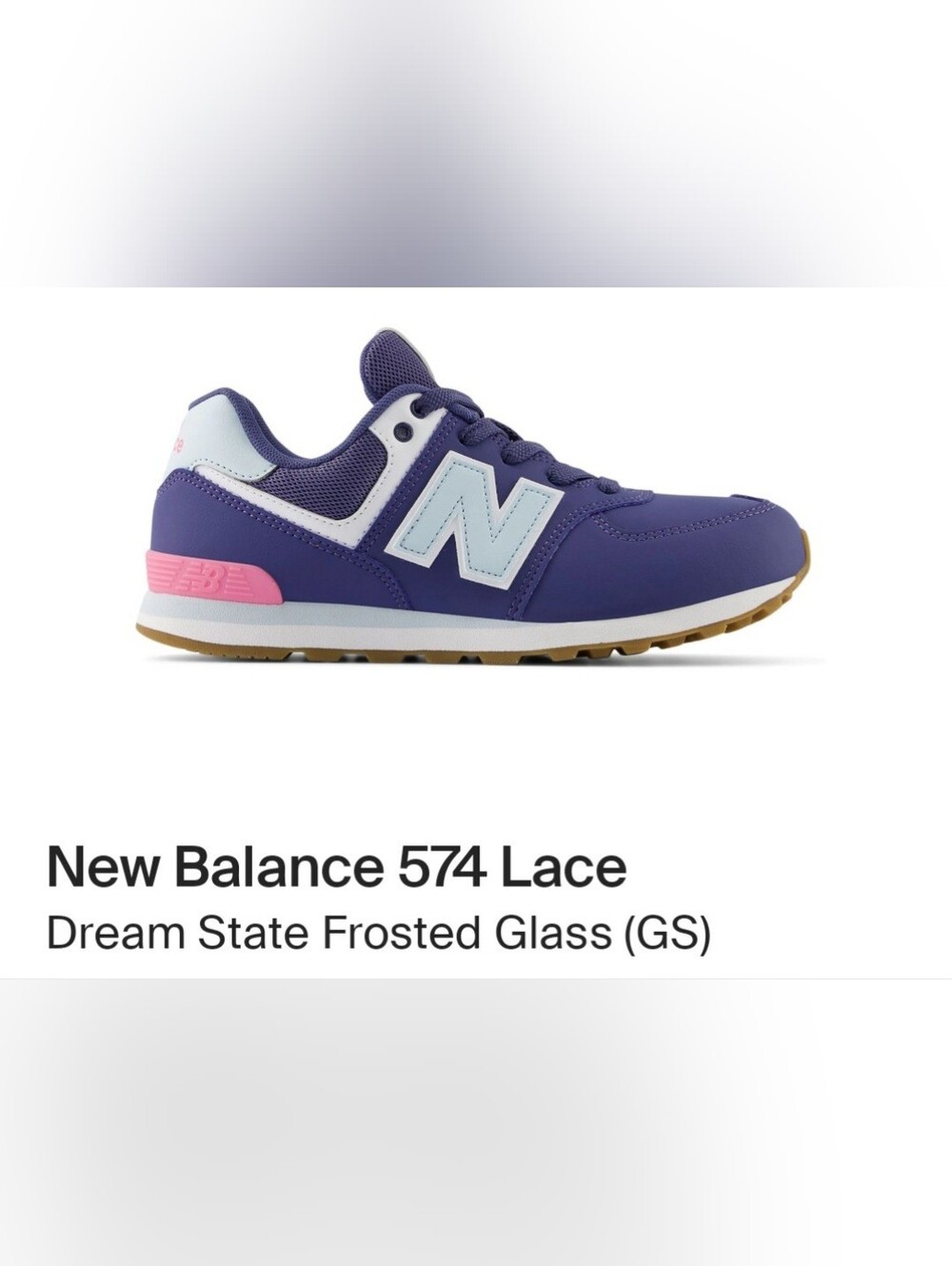 New Balance 574 Lace Sneakers in Purple and Light Blue Pink , New 7y 8.5 Womens